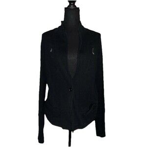 Converse One Star Large Long Sleeve One Button Black Cardigan
